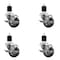 Service Caster 3'' Black Poly Swivel 1-7/8'' Expanding Stem Caster Set with Brake, 4PK SCC-EX20S314-PPUB-BLK-TLB-178-4 - alternate 1